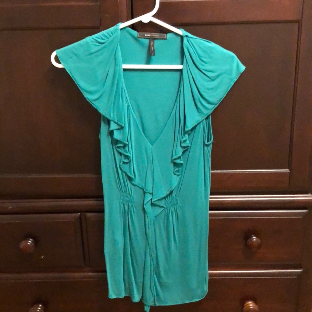 BCBG ruffle V-neck blouse
